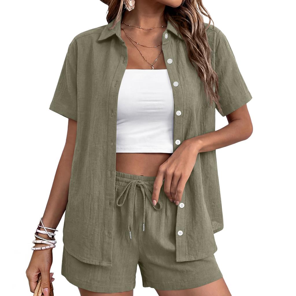 Women's Casual Fashion Short-Sleeve Set With Pockets