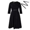 Women's Clothing Autumn and Winter New Fashion V-neck Solid Color Large Skirt High Waist Dress