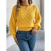 Women's Oversized Relaxed-Fit Solid-Colour Cable-Knit Long-Sleeved Tapered-Waist Pullover Sweater for Autumn/Winter Women's Knitted Sweater