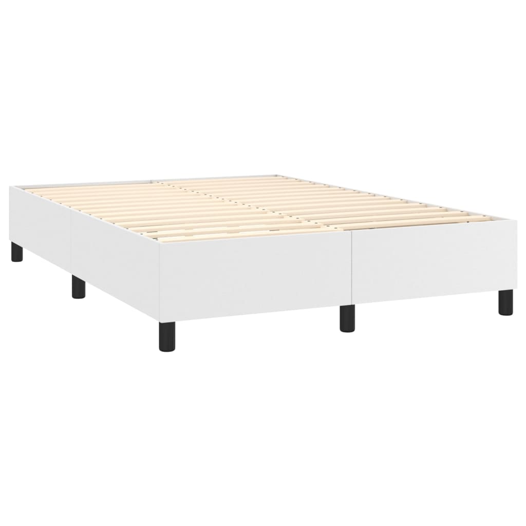 Vidaxl Łóżko Kontynentalne Z Materacem I Led, Biała Ekoskóra 140X190Cm