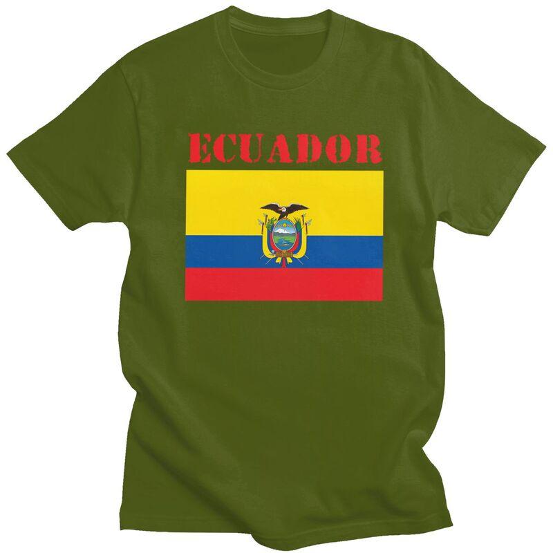 Individuelles Ecuador Flagge T-Shirt für Herren Reines Baumwoll-T-Shirt Lässige T-Shirts Kurzarm-T-Shirt Kleidung Geschenk