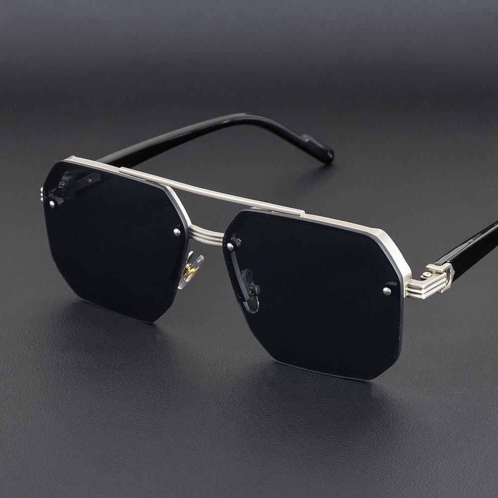 Vintage Square Sunglasses Half Metal Frame UV400 Sun Shades Women Men Trendy Design Sun Glasses Leisure Driving Eyewear