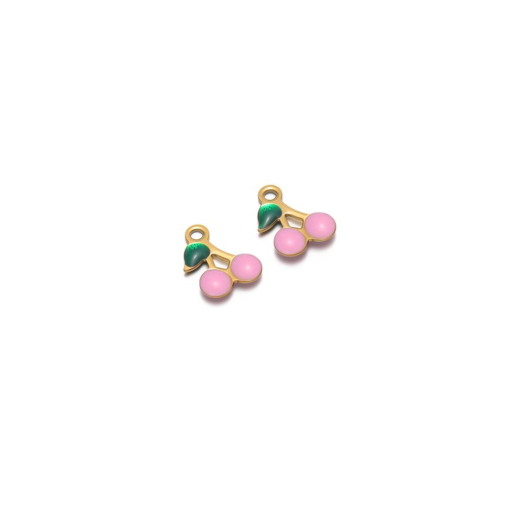 20Pcs Stainless Steel Small Enamel Cute Cherry Charms Jewelry for DIY Girls Necklace Women Pendant Bracelets Earrings Making