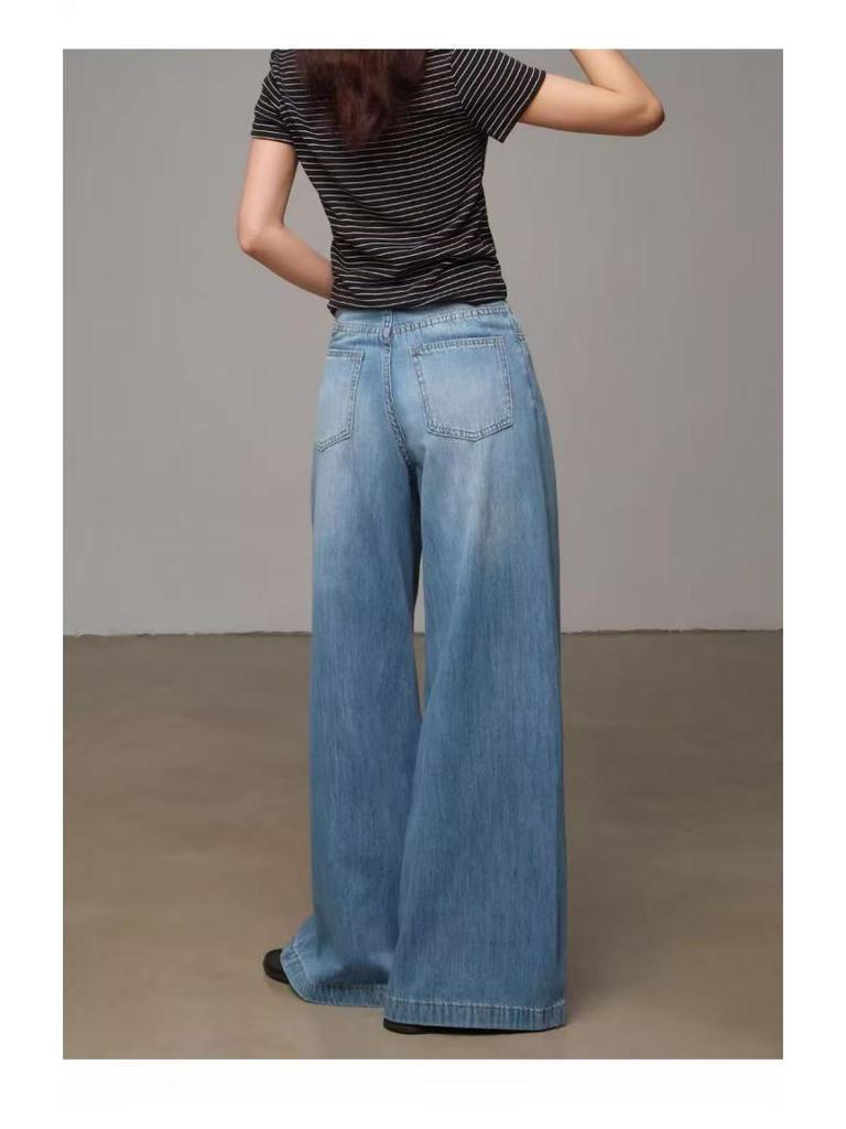 Women's Lyocell Tencel High Waist Wide Leg Jeans