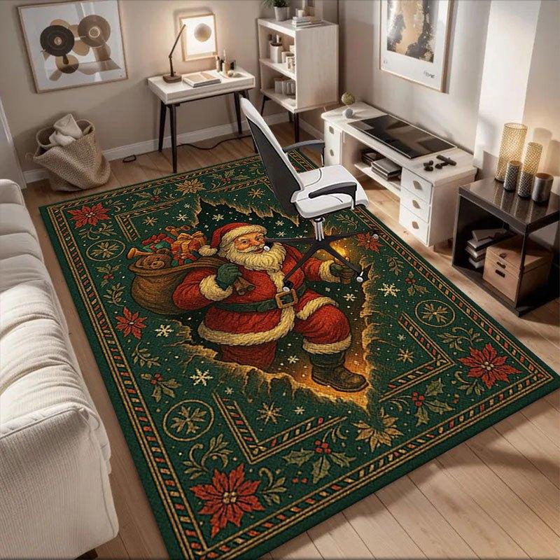 

Christmas Santa Claus Rug Holiday Home Decor Floor MatOffice Mat Home Decor Office Desk Chair Rugs Chair Carpet for office Chair Mat Gift Fo 60cm by 90cm
