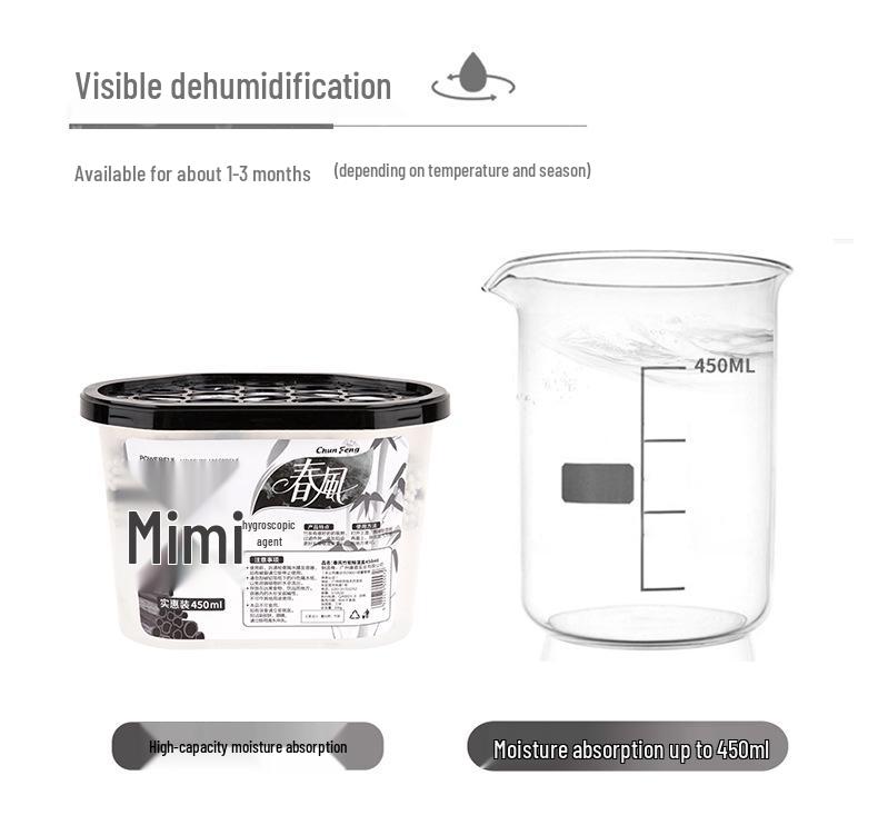 Spring Breeze Bamboo Charcoal Dehumidifier: 450ml*12 Moisture & Mold-Proof Absorbing Boxes for Dormitory Use