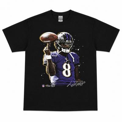 Vintage Metallic Football Trendy Lamar Ball Control Graphic Cotton Unisex Tee