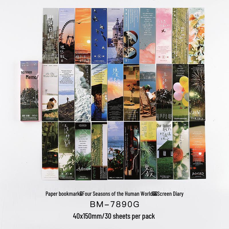 

Li Yan She Four Seasons Scenery Photo Bookmarks, 30 Sheets