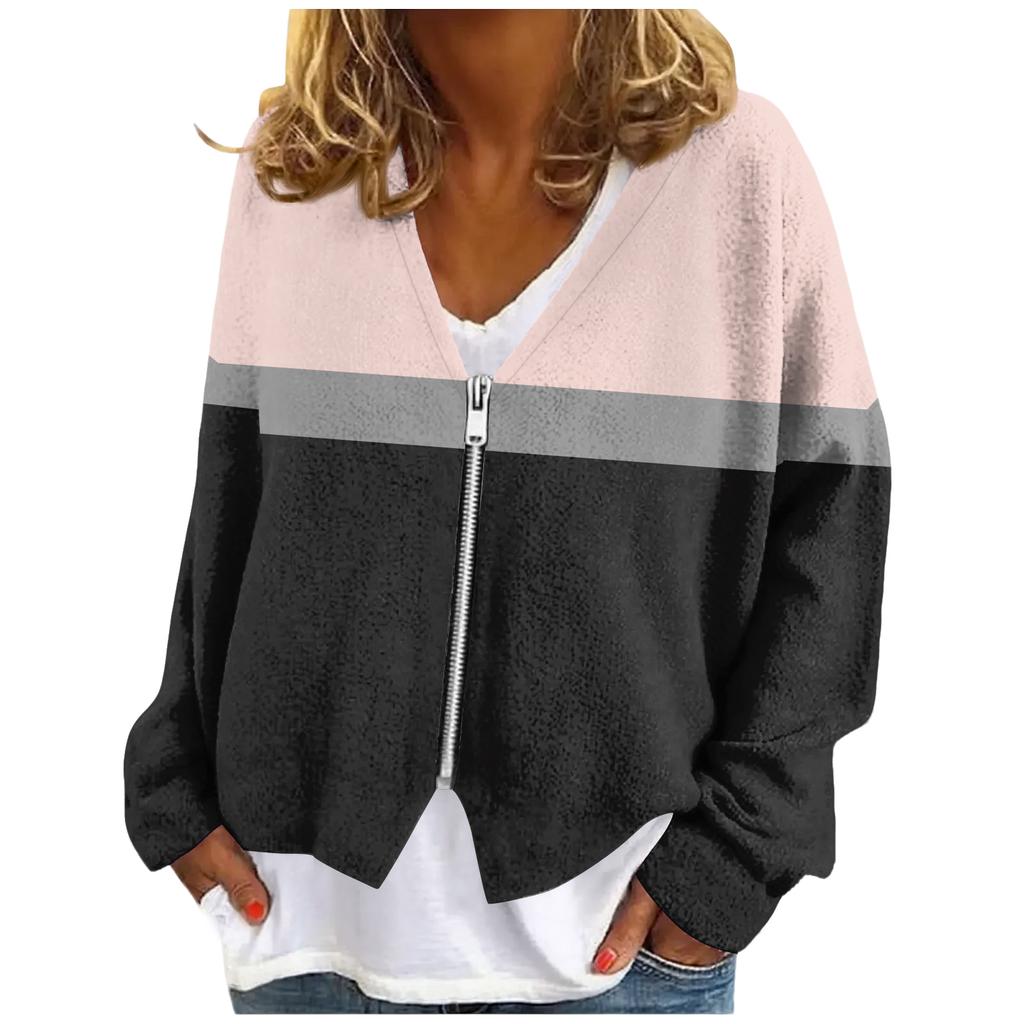 Womens Zip Up Sweaters Sweatshirts Long Sleeve Oversized Jackets Soft Casual Loose Tunic Tops