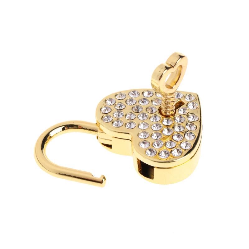Mini Heart Archaize Padlocks With for Key Metal for Wish Lock Jewelry Box Diamonds Decorative Padlock for Lovers, Girls,