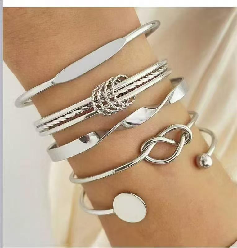 Vintage Multi-layer Adjustable Metal Bangle Set