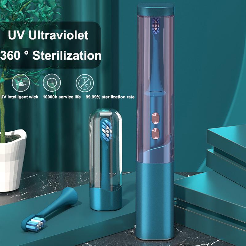 Brosse à dents électrique sonique à ultrasons avec désinfection UV Chargement par induction pour adultes Brosses à dents électroniques 2 têtes de brosse