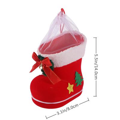 2Pcs Christmas Candy Holder Boot Shape Reusable Gift Box Large Small Kids Candy Shoes Holiday Decoration Festive Party Supplies