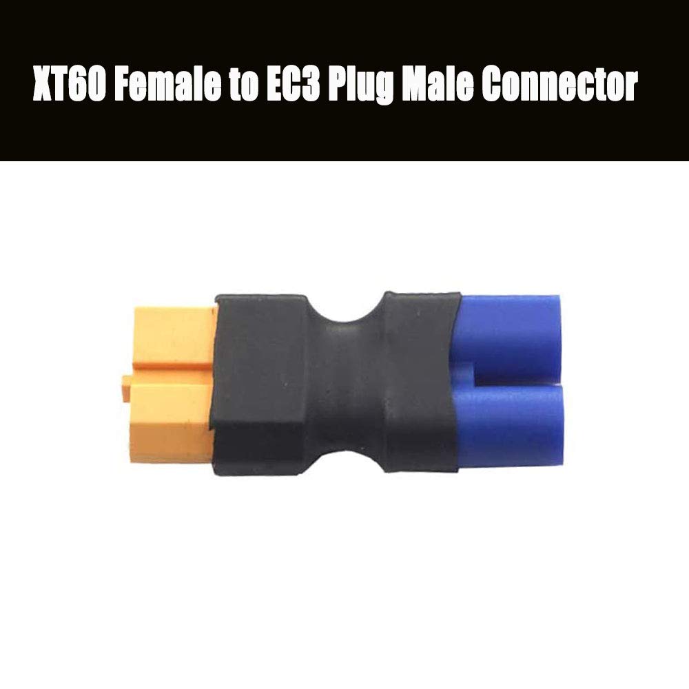 FLY RC 4-Piece XT60 Female Connector Plug To EC3 Male Plug Adapter for LiPo (XT60 Female To EC3 Male)