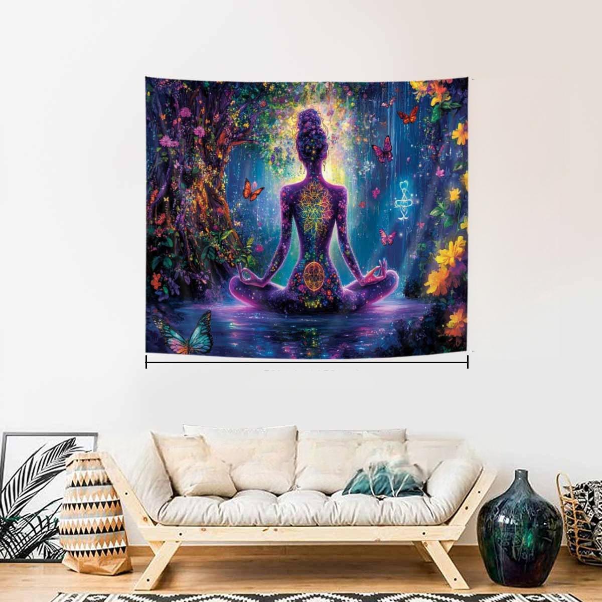 

Bohemian Style Psychedelic Mandala Tapestry Living Room Bedroom Meditation Zen Space Home Decor High Quality Fabric Multi Size 74x94cm(29x37in)