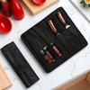 Black Chef Knife Roll Bag 5 Pockets Carry Case Portable Oxford Kitchen Cooking Knives Storage Bags Durable Knife Carrying Punch