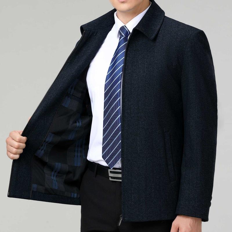 Men's Wool Jacket Middle-aged Men's Wool Jacket Dad's Lapel Casual Business Autumn and Winter Large Size Tops