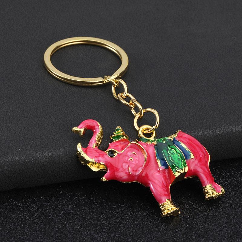 Elephant Keychain Vintage Creative Colorful Animal Pendant for Car Bag Decoration Cute Girls Accessory