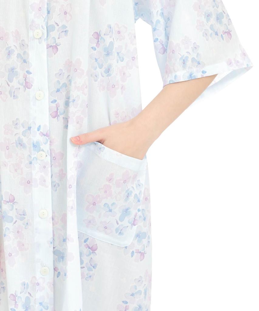 Takashima Chijimi Flower Raglan Sleeve Dress [Narue]