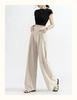Women's High-Waisted Wide-Leg Linen Pants - Summer 2026 Collection, Loose Fit, Tencel Cotton Blend, Floor-Length