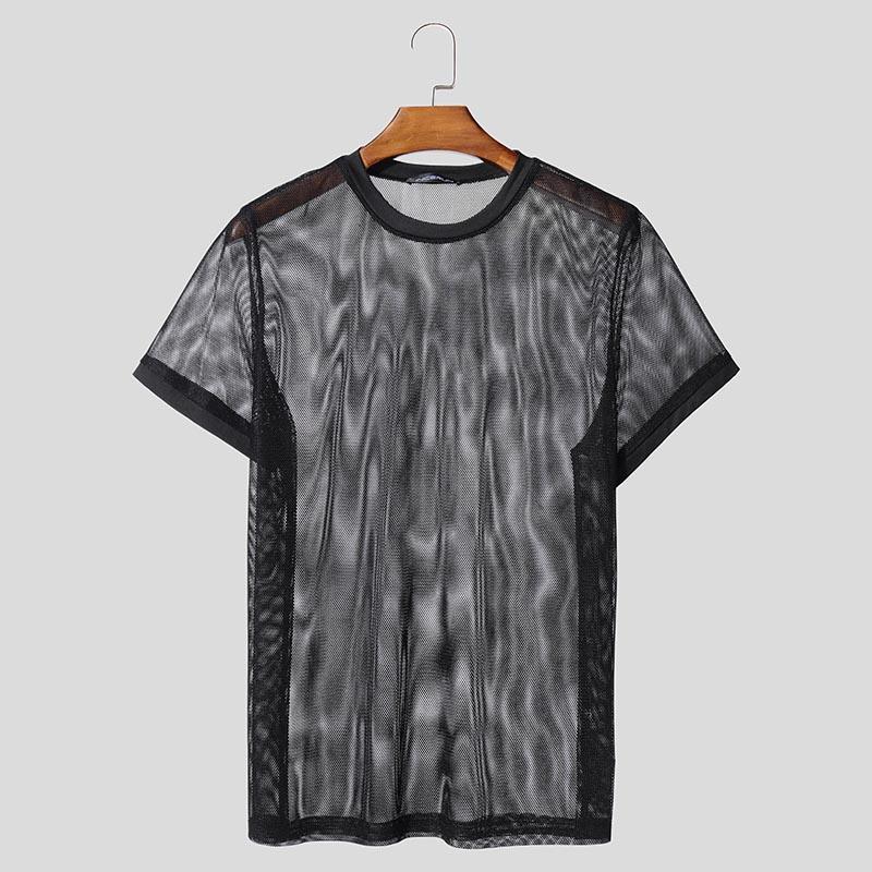 

Літні чоловічі футболки з сіткою з короткими рукавами INCERUN 4XL чорний