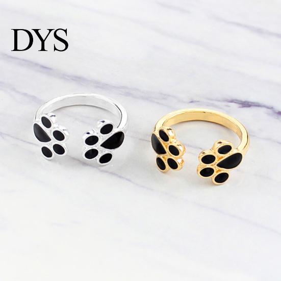 Moda Śliczne kobiety Pet Cat Dog Puppy Paw Print Otwieranie Ring Finger Biżuteria Prezent