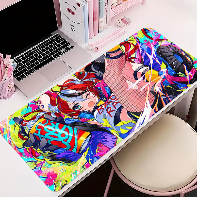 Mouse Pad Anime NonSlip Rubber Mousepad Office Desk Mat Gaming PC Accessories Large Gamer Hhololive Hakos Baelz Keyboard Mat