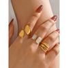 3pcs Set Minimalist Geometric Drip Oil Open Ring Jewelry Set, Suitable For Daily Wear