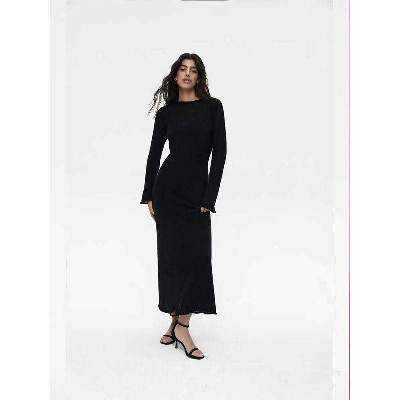 

Fashion Style Knitting Cut Out Long Skirt + Sling Inner Skirt Suit Knitted Skirt + Vest Skirt Set Black All yards