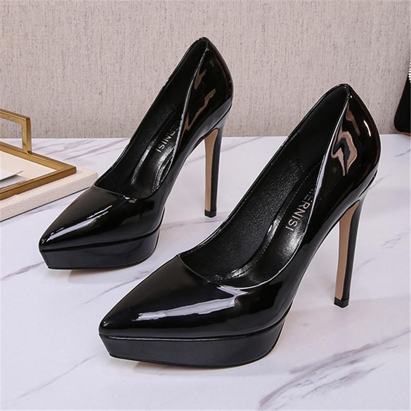 Kvinnor 12cm Höga Klackar 3cm Platå Fetischpumps Dam Bröllop Brud Plus Size Klackar Nattklubb Bal Pleaser Vinröd Kontorsskor