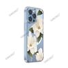 Amazon hot-selling white flower mobile phone case Apple 17pm transparent magnetic case iPhone12 hard case protective case