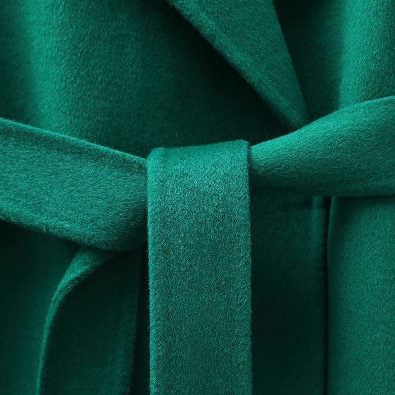 Handcrafted Long Woolen Coat for Women - Elegant Pure Color Overcoat