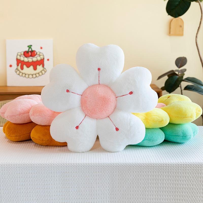 Daisy Flower Shaped Plush Throw Pillow Cushion Comfortable Cute Decorative Pad for Bed Sofa Floor Office Chair Seat Cushion New