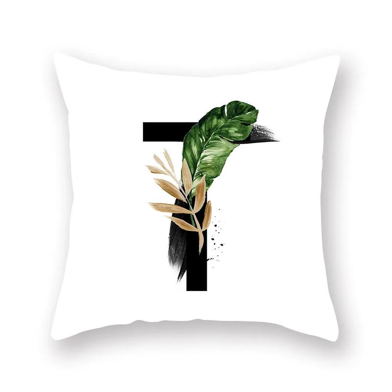 Sofa Pillow Cushion Wholesale Nordic Style Plant English Alphabet Peach Skin Pillowcase