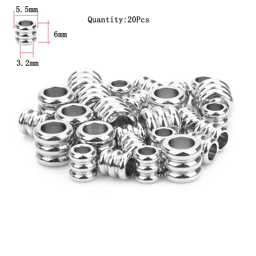 Stainless Steel Beads Square Round Big Hole Loose Spacer Bead For Jewelry Making Charm Bracelets Necklace Finding
