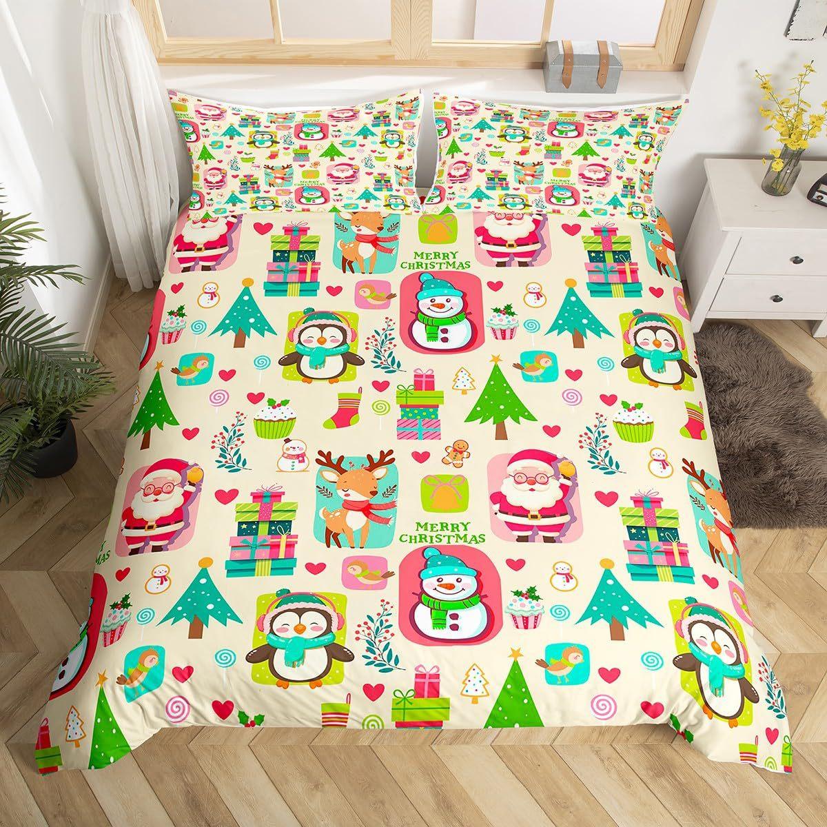 Christmas-themed Down Comforter Set Bedding Set 3-piece Coverlet Set 135*200cm