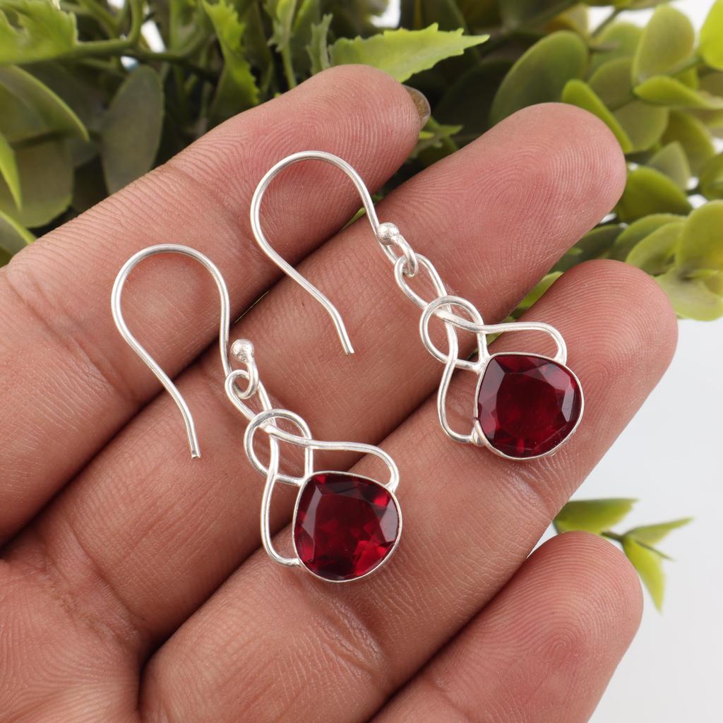 Pink Rubellite Gemstone Jewelry, 925 Sterling Silver Earrings, Beautiful Silver Earrings, Handmade Healing Earrings For Women