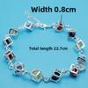 Versilbertes Kupfer-Quadratarmband mit weißen und bunten Diamanten Eleganter Schmuck für Frauen