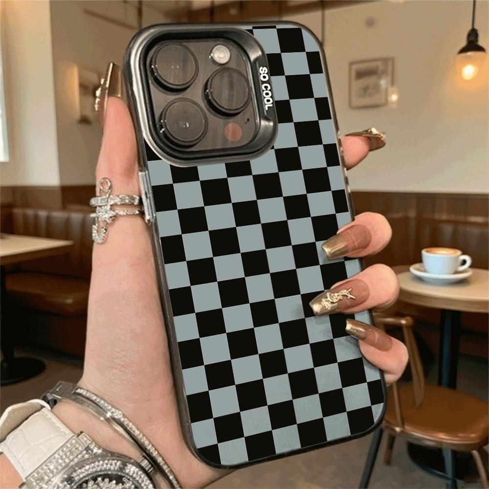 Black and Gray Checkerboard Phone Case for Redmi Note 15 14 13 12 11 10 9 Pro Plus Anti-Scratch Premium Hard Cover