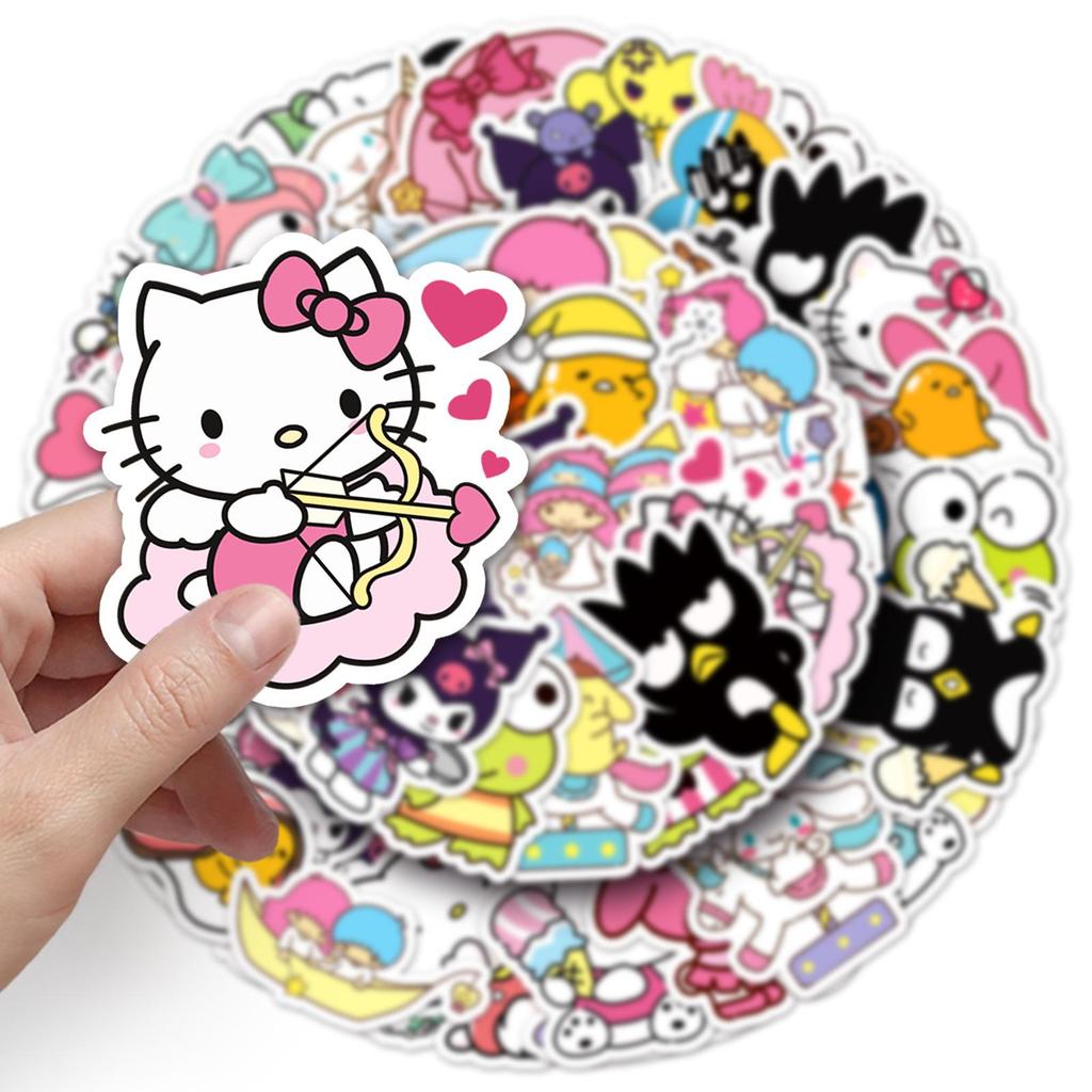 50 Sanrio Cute Cartoon Stickers: Guka, Pompompurin, Kuromi for Decorating Phone Cases, Small Mochi Stickers