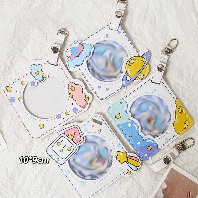 Round Badge Protective Case with Transparent Window Waterproof Hangable Portable Display Bag for Fan Supplies Gift Multi-color