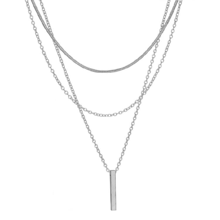 Gold Silver Layering Necklace Lightweight Alloy Jewelry Multi Layer Design Stackable Chain For Women Fashionable Gift