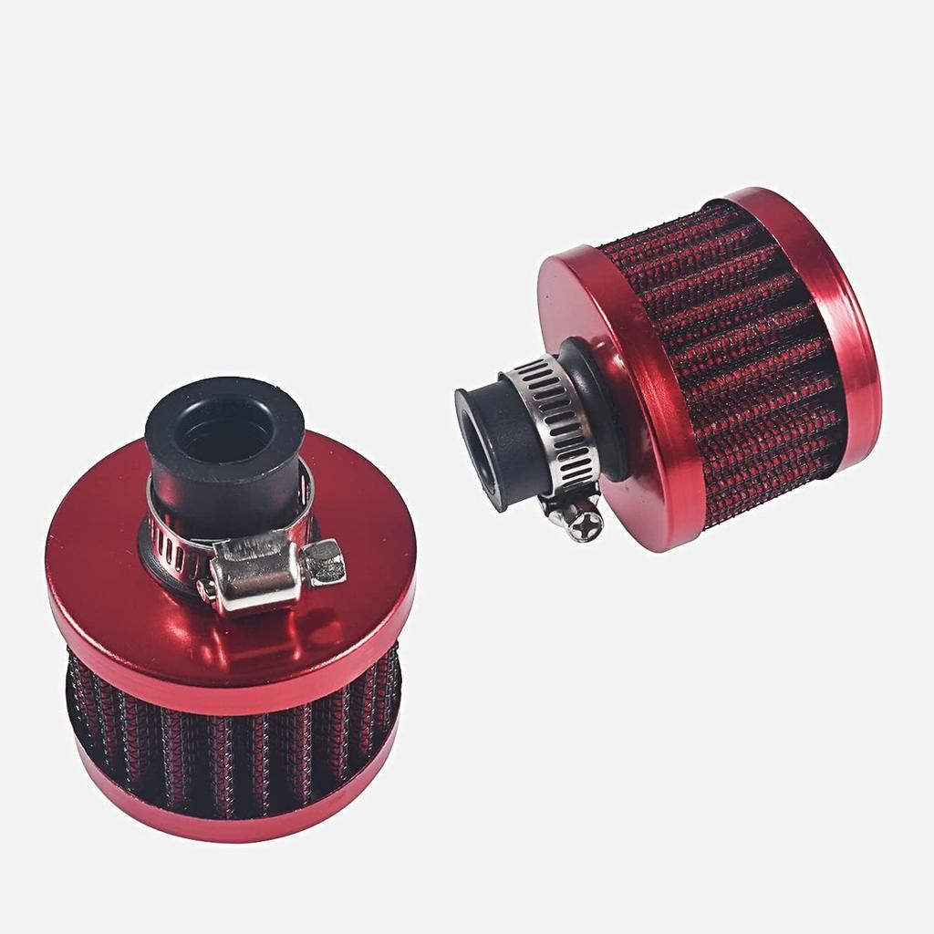 2PCS 12Mm Air Filter Mini Universal Red Motor Cone Cold Clean Air Intake Filter Turbo Vent Breather