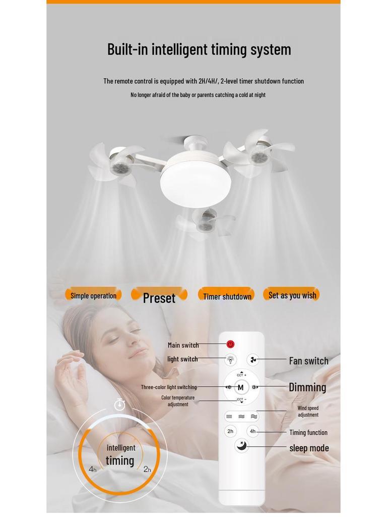 Smart Energy-Saving Ceiling Fan with Silent Remote Control and Eye-Friendly Light for Bedroom or Dining Room