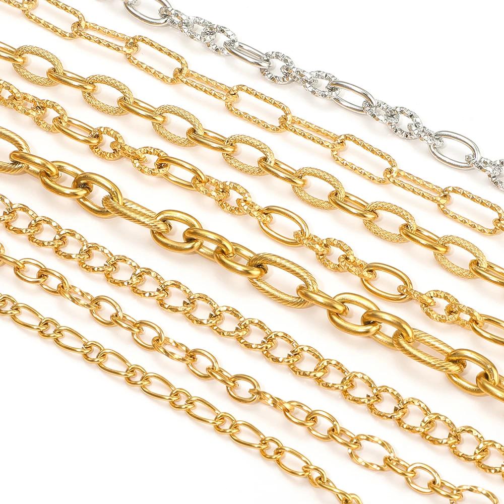 1 Meter Stainless Steel Gold 3:1 O Link Rolo Cable Chunky Chains for DIY Jewelry Making Bracelets Supplies Necklace Findings