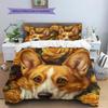 Corgi och Rosmönster Sängkläder Heminredning Födelsedagspresent (1 * påslakan + 2 * örngott, utan kärna)