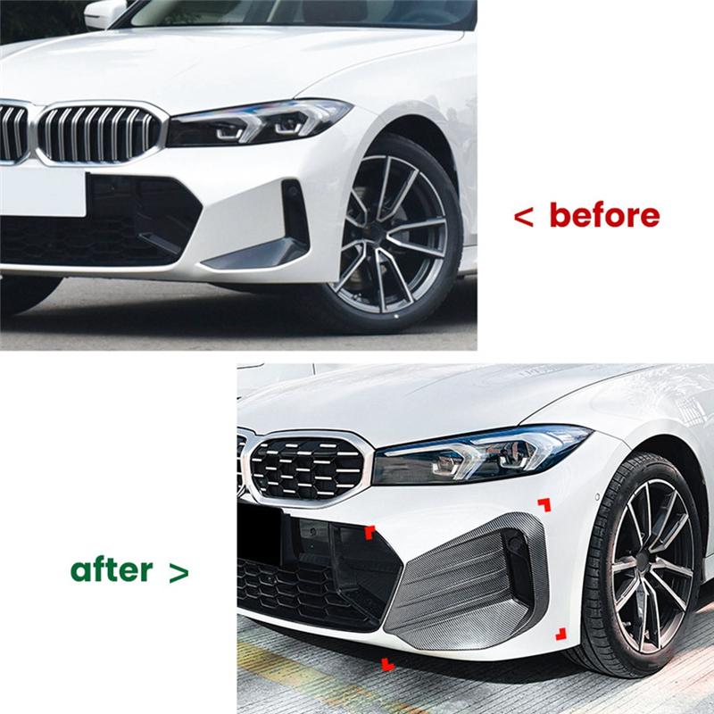 For BMW 3 Series G20 G21 LCI M Sport + Front Fog Lamp Grille Decorative Cover Stickers Side Canards Splitters