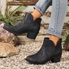 Coarse Heel Low Top and Bare Boots Embroidered Large Size Women's Shoes Fashion Boots One Pedal Round Head Knight Boots