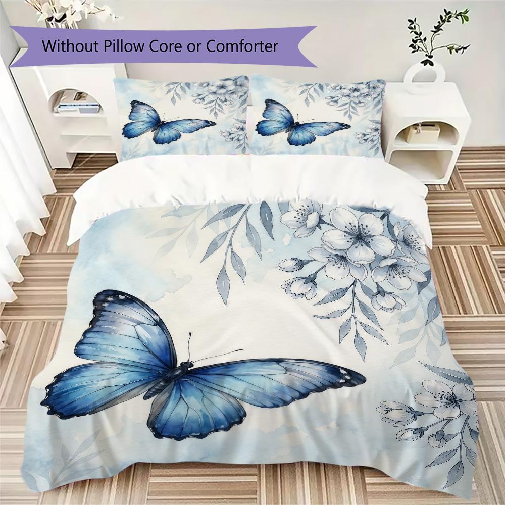 Watercolor Flora Pattern Bedding uilt Set uilt Cover Pillowcase Home Decoration Birthday Gift (1 * duvet cover + 2 * pillowcase without core)