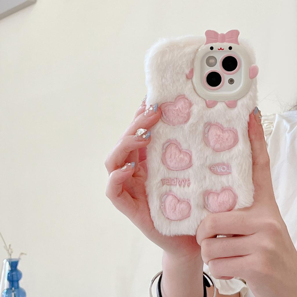 Plüschstickerei für iPhone 16 Pro Max Cartoon rosa Schwein Apfel 1514 stoßfester Schutzbezug Ins-Stil